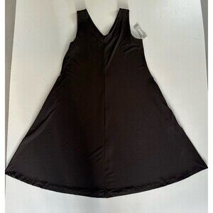 Chicos Sz 1 US 8/10 Black Stretch Dress Pockets Sleeveless Easy Chic V-Neck